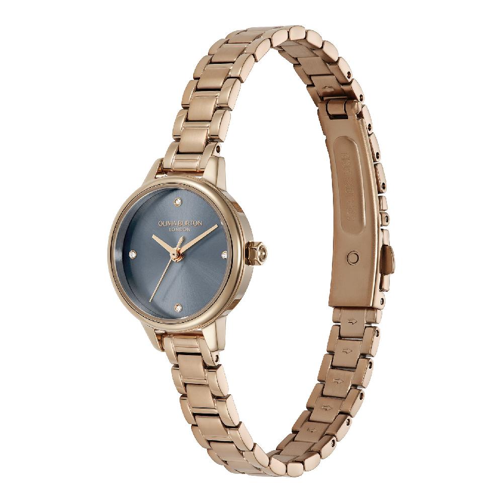 Olivia Burton 23mm Mini Chalk Blue & Rose Gold Bracelet Watch