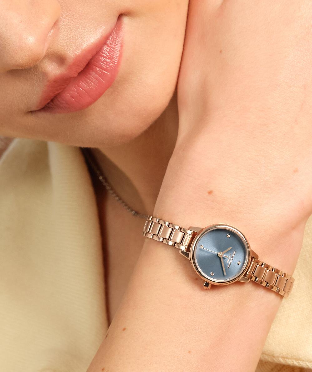 Olivia Burton 23mm Mini Chalk Blue & Rose Gold Bracelet Watch