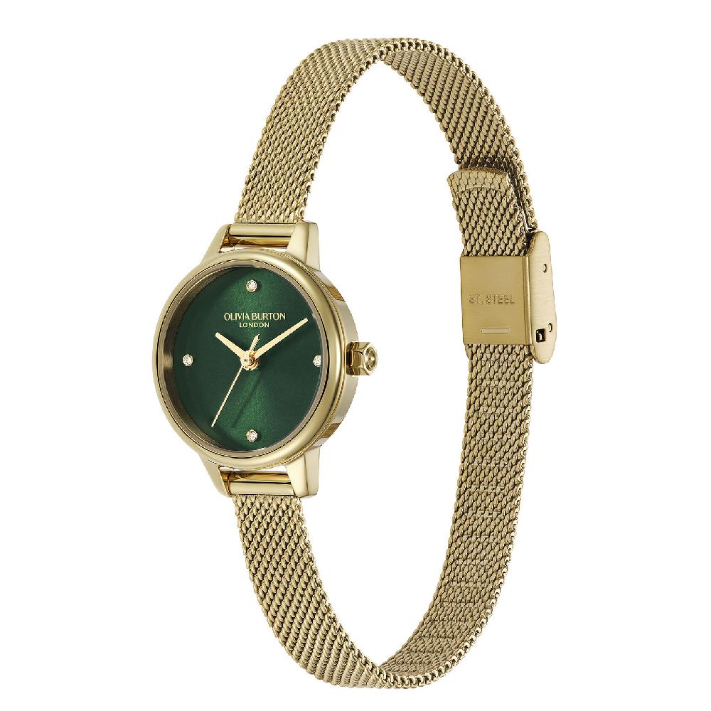 Olivia Burton 23mm Mini Forest Green & Gold Mesh Watch