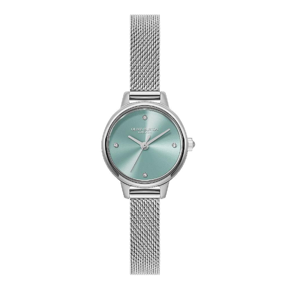 olivia burton 23mm Mini Turquoise & Silver Mesh Watch