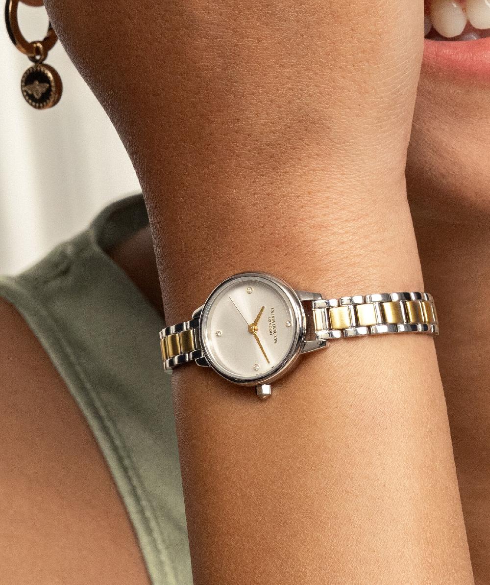 Olivia Burton 23mm Mini White & Two Tone Bracelet Watch