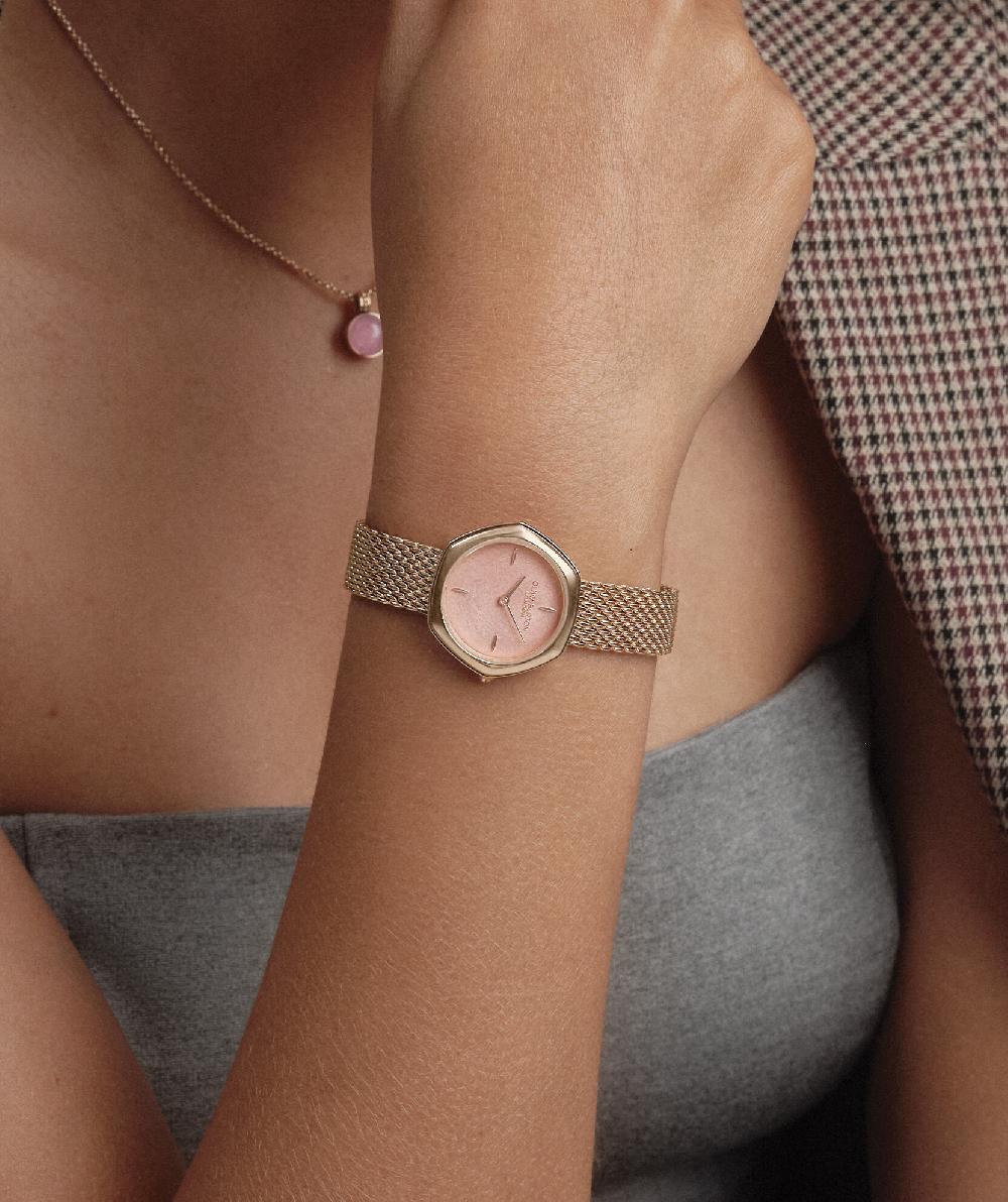Olivia Burton 28mm Charing Blush & Rose Gold Mesh Watch