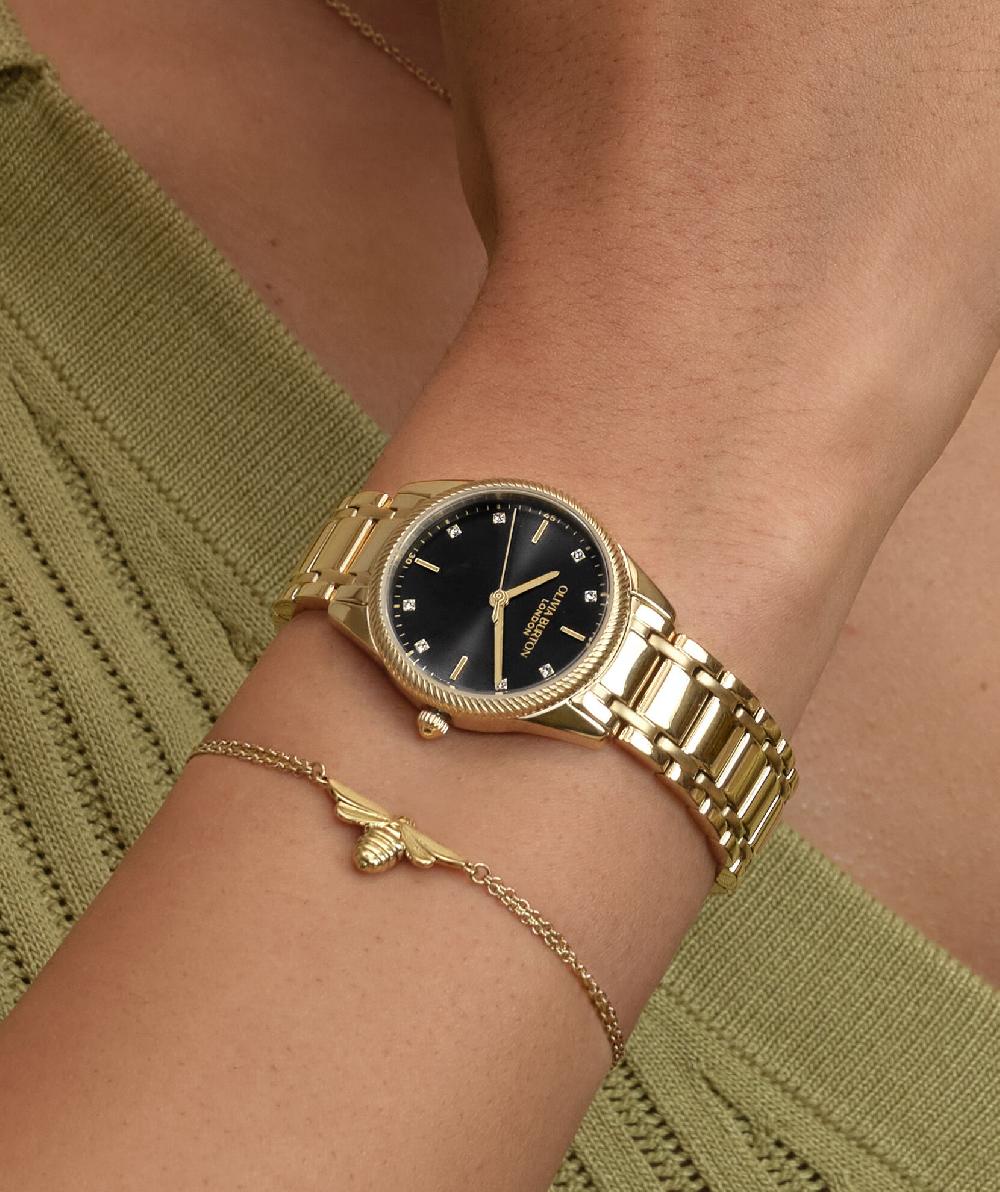 Olivia Burton 28mm Egerton Black & Gold Bracelet Watch