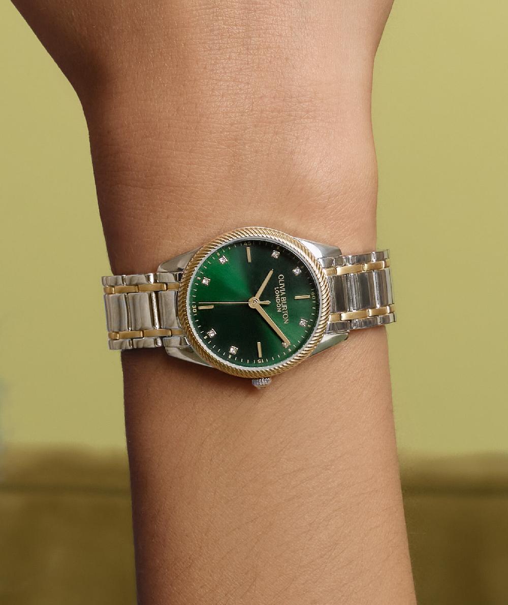 Olivia Burton 28mm Egerton Forest Green & Two Tone Bracelet Watch