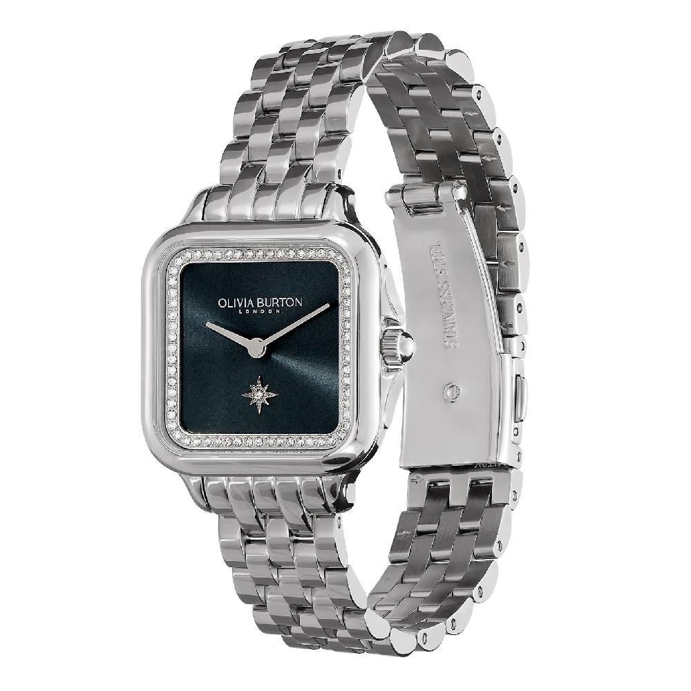 Olivia Burton 28mm Grosvenor Blue & Silver Bracelet Watch