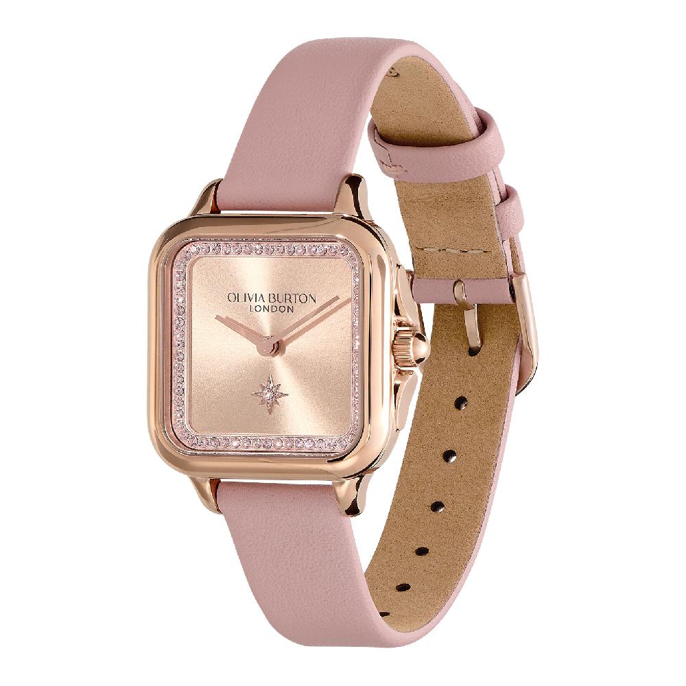 Olivia Burton 28mm Grosvenor Rose Gold & Mellow Rose Leather Strap Watch