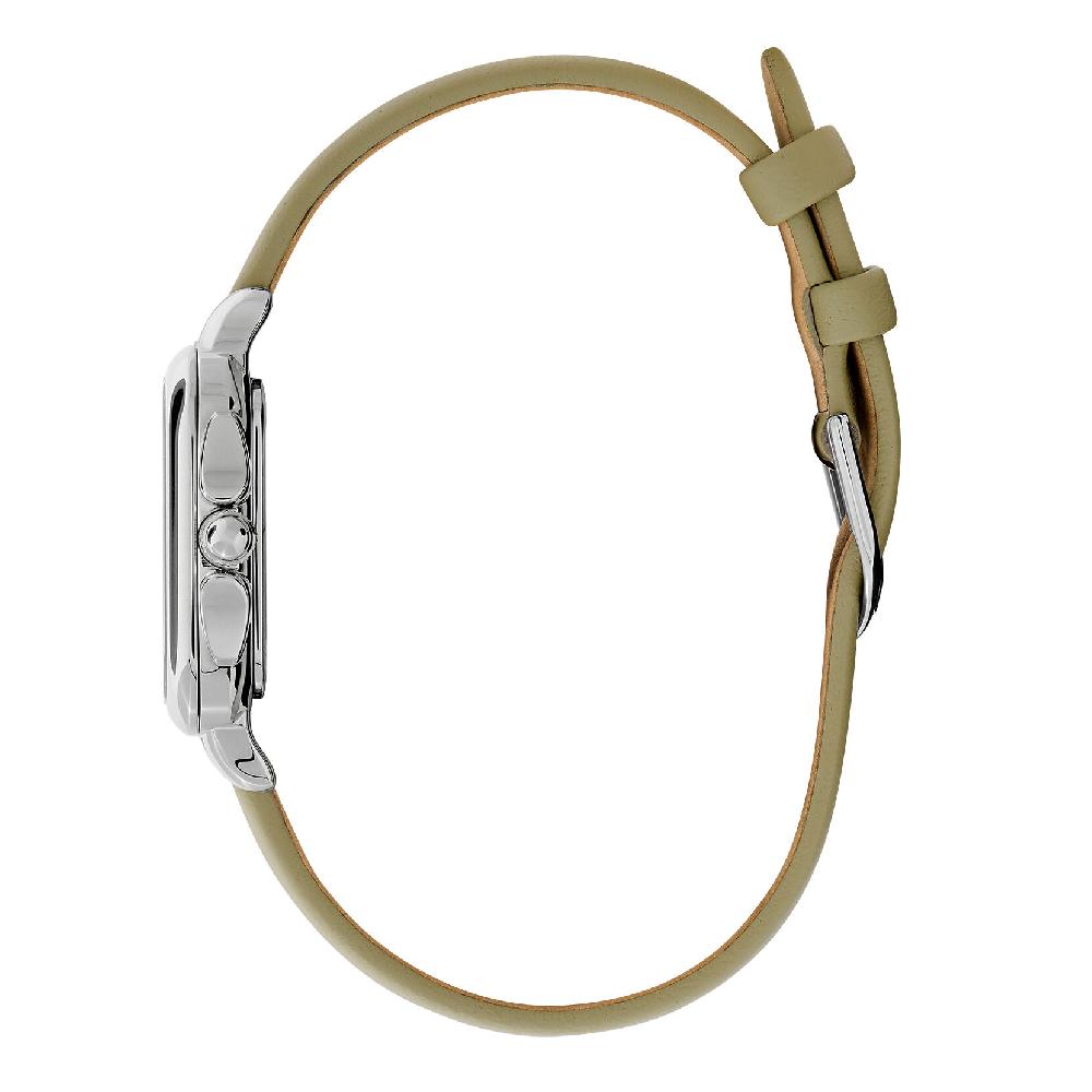 Olivia Burton 28mm Grosvenor Silver & Sage Green Leather Strap Watch