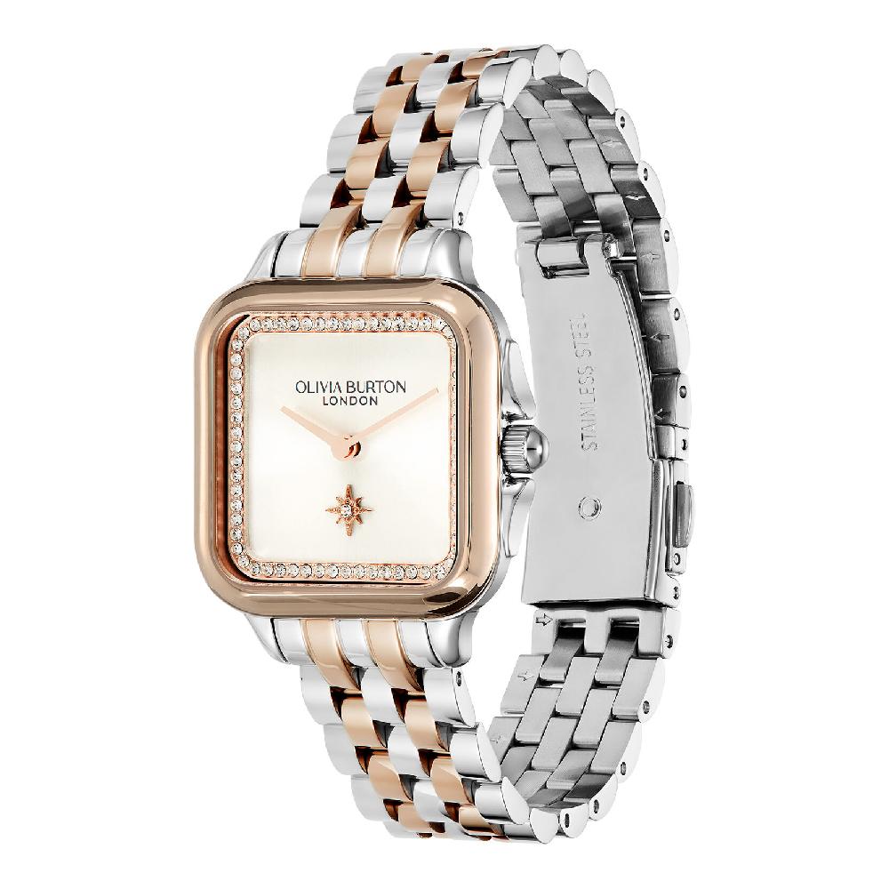 Olivia Burton 28mm Grosvenor White & Two Tone Bracelet Watch