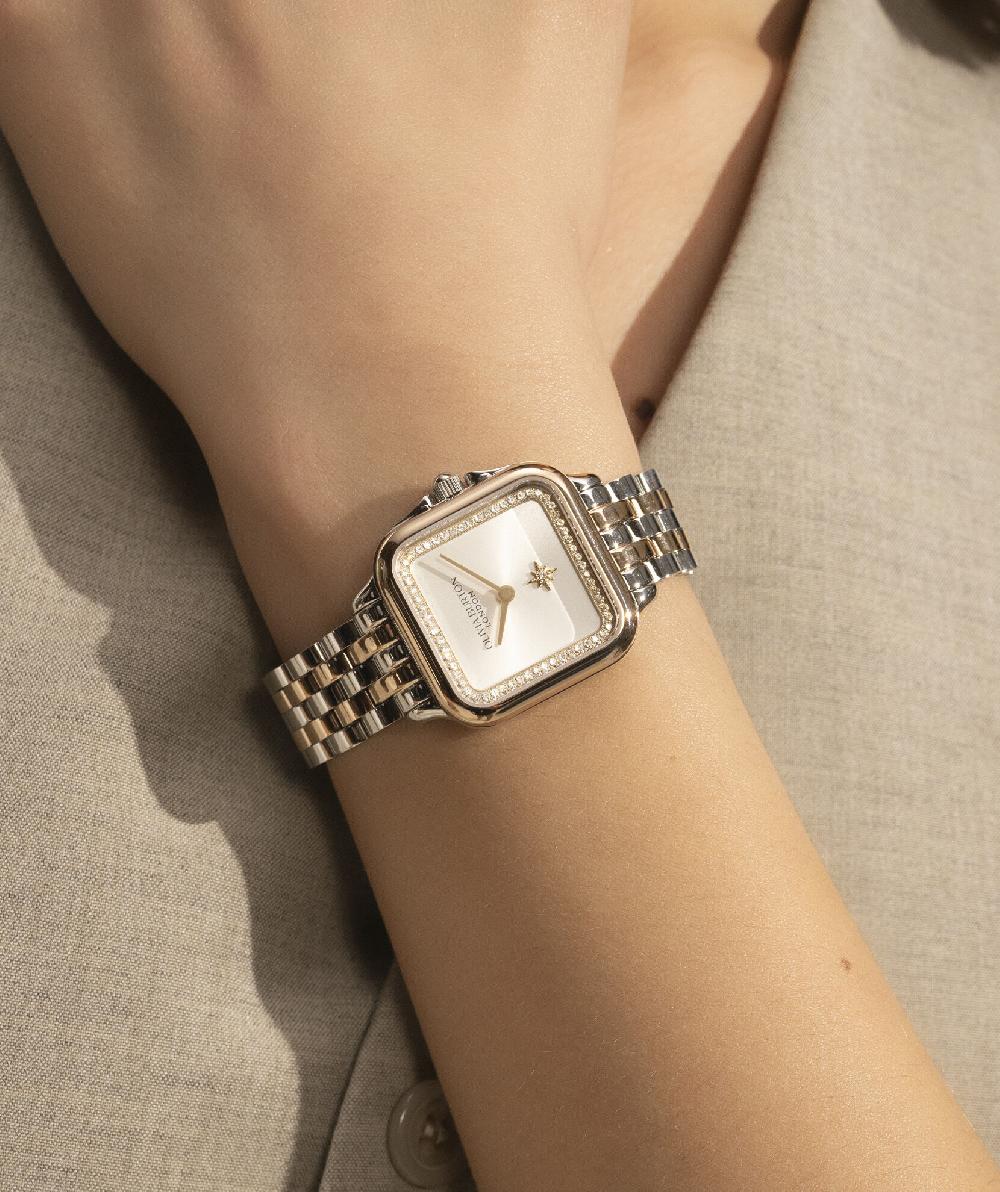 Olivia Burton 28mm Grosvenor White & Two Tone Bracelet Watch