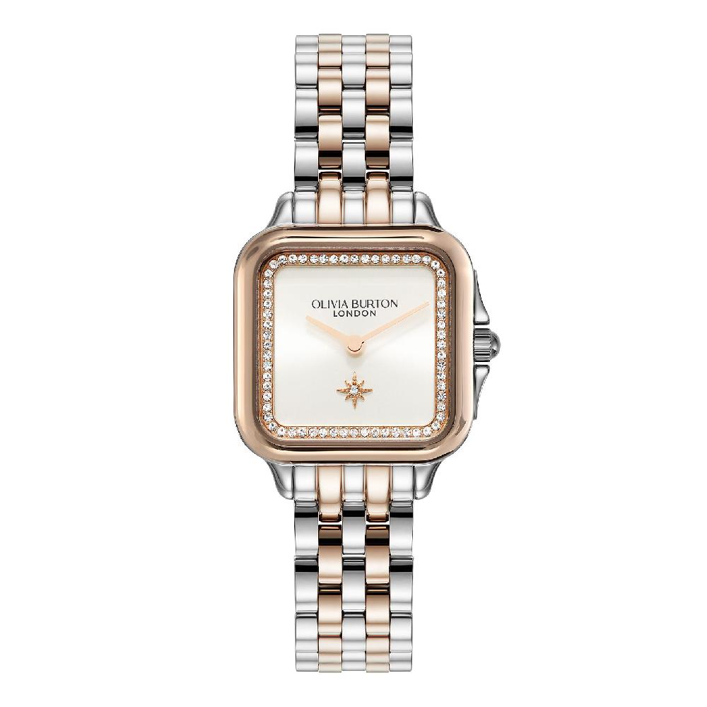 olivia burton 28mm Grosvenor White & Two Tone Bracelet Watch