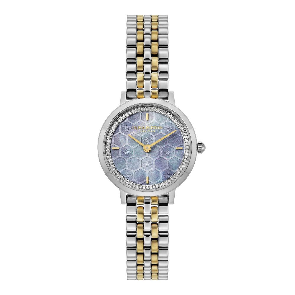 olivia burton 28mm Honeycomb Ultra Slim Chalk Blue & Two Tone Bracelet Watch