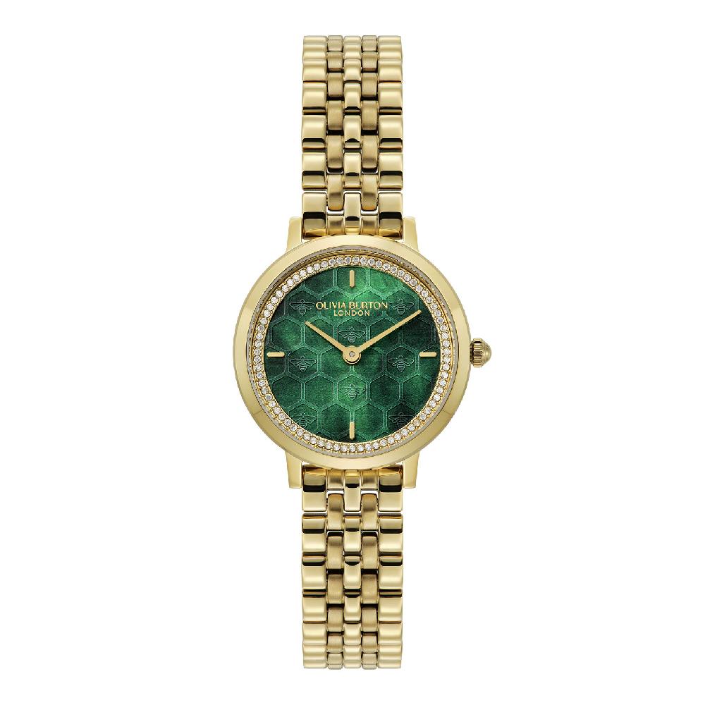 olivia burton 28mm Honeycomb Ultra Slim Forest Green & Gold Bracelet Watch olivia burton 28mm Honeycomb Ultra Slim Forest Green & Gold Bracelet Watch