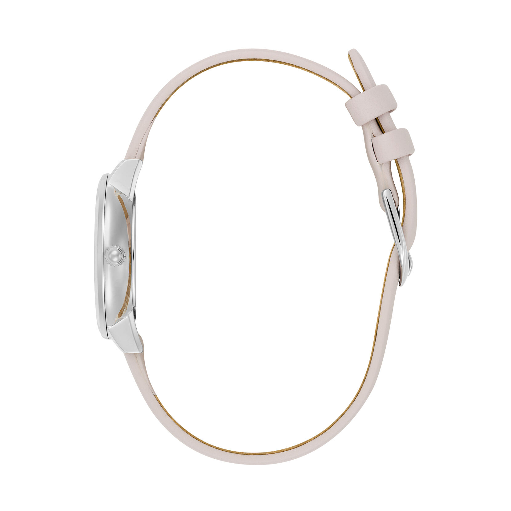 Olivia Burton 28mm Honeycomb Ultra Slim Silver & Primrose Leather Strap Watch