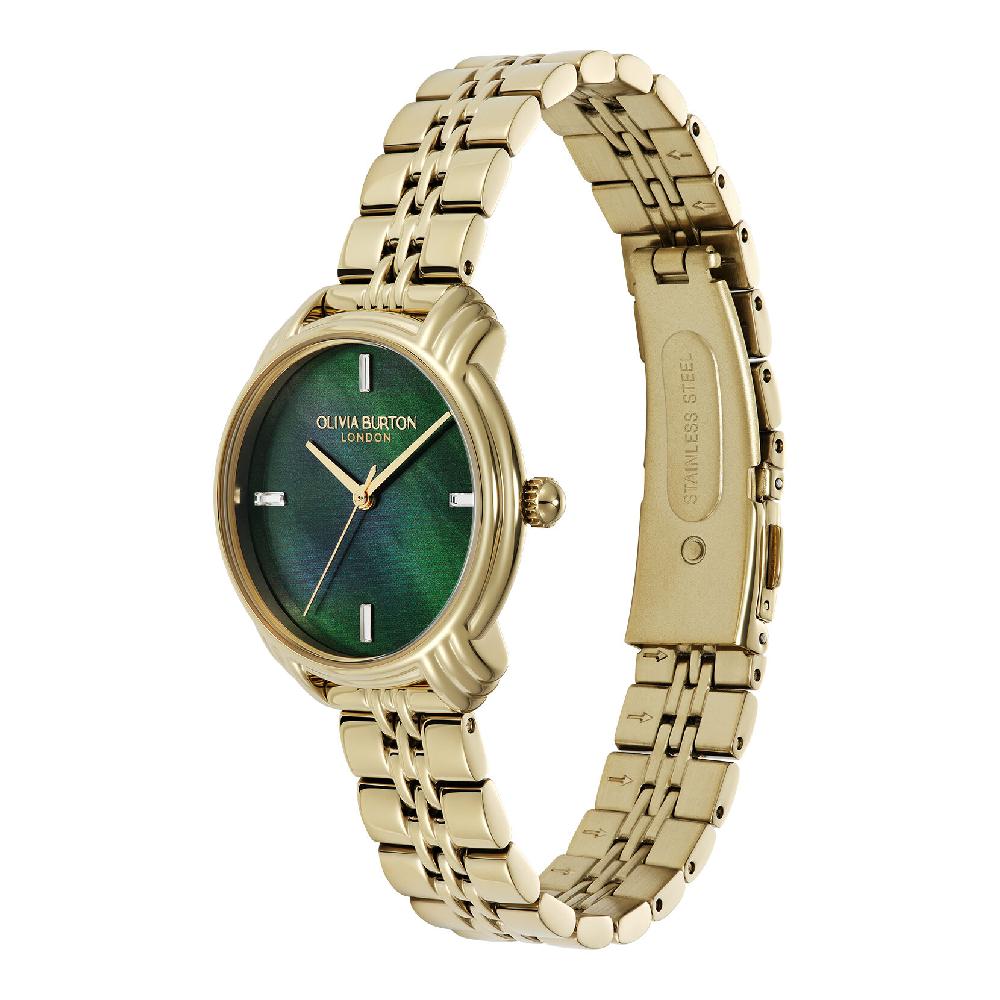 Olivia Burton 30mm Art Deco 2.0 Forest Green & Gold Bracelet Watch