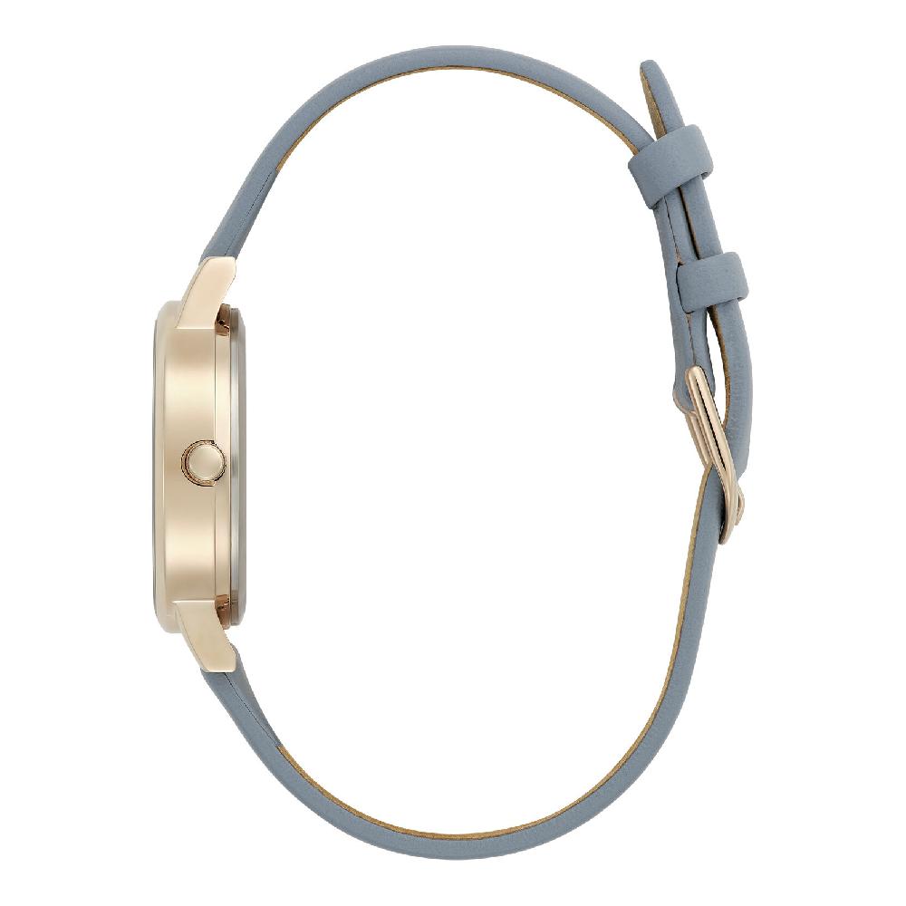 Olivia Burton 30mm Illustrated Florals Rose Gold & Chalk Blue Leather Strap Watch