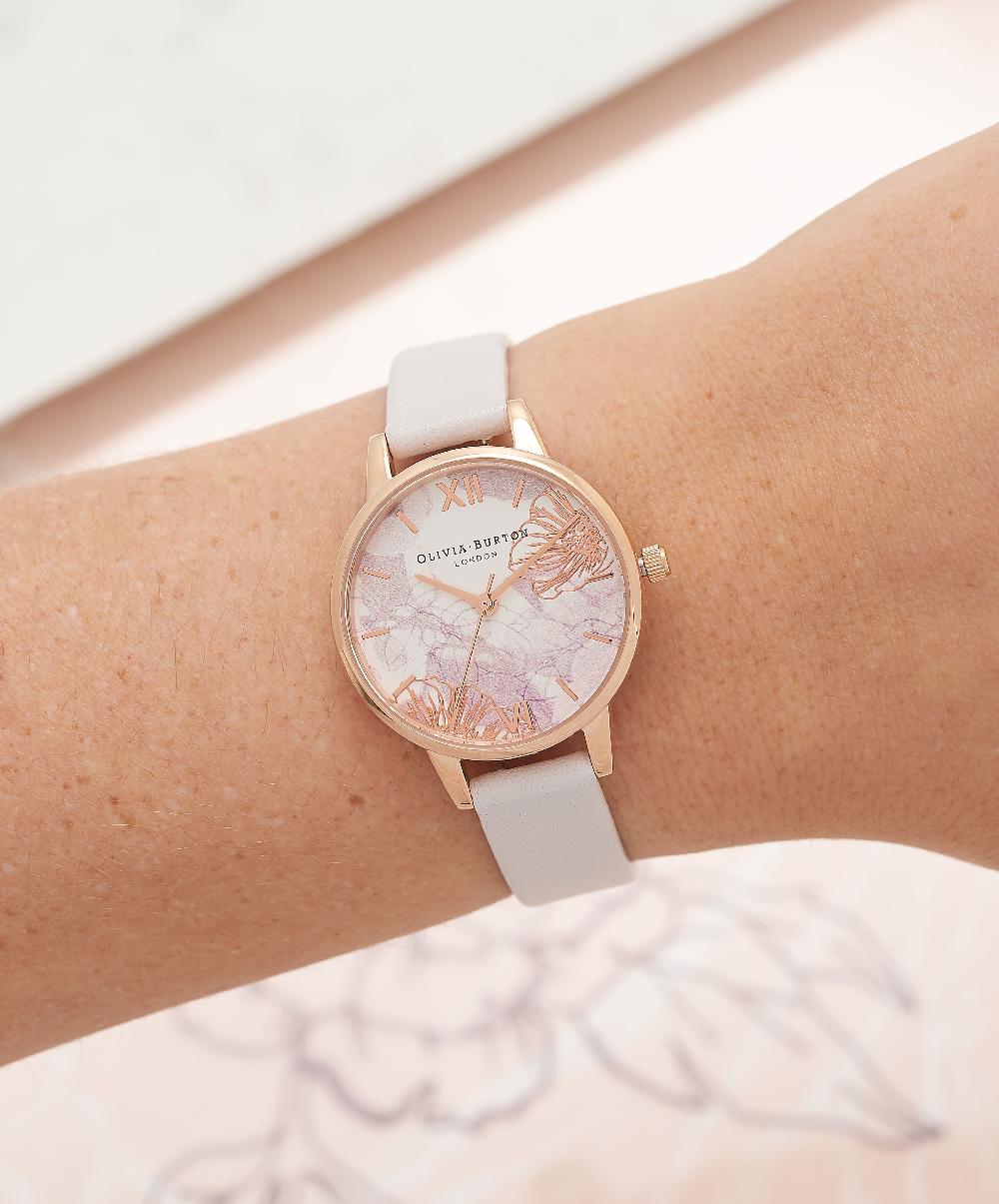 Olivia Burton 30mm Rose Gold & Blush Leather Strap Watch