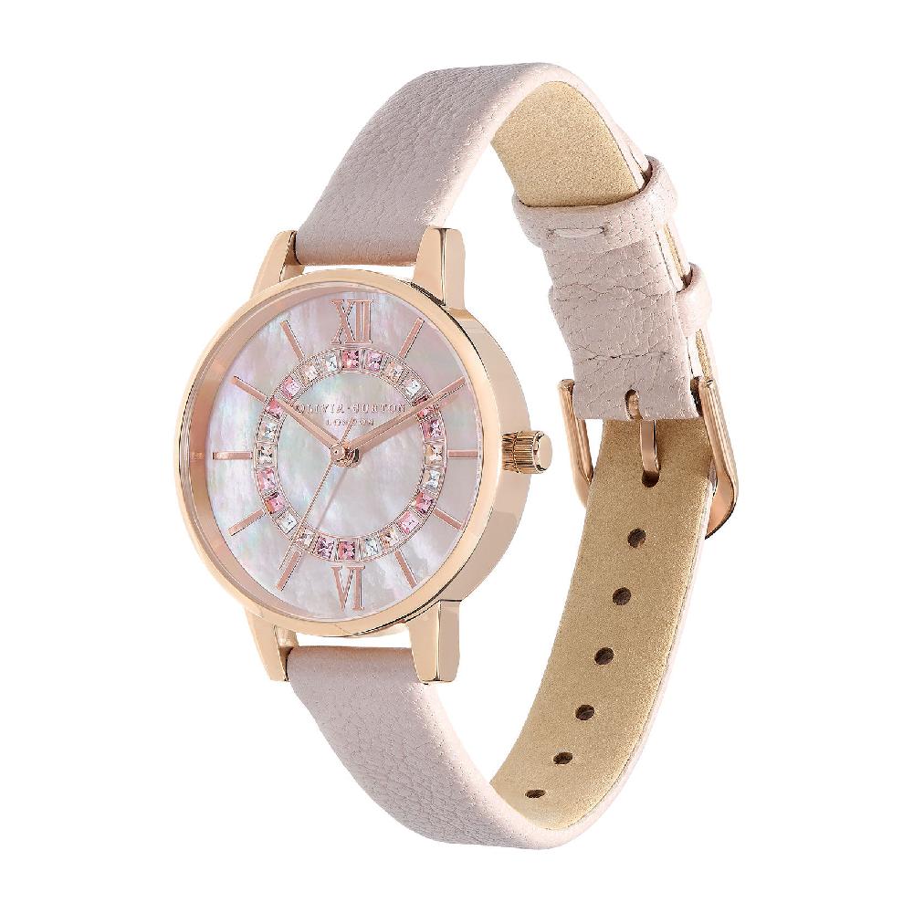 Olivia Burton 30mm Rose Gold & Pink Leather Strap Watch