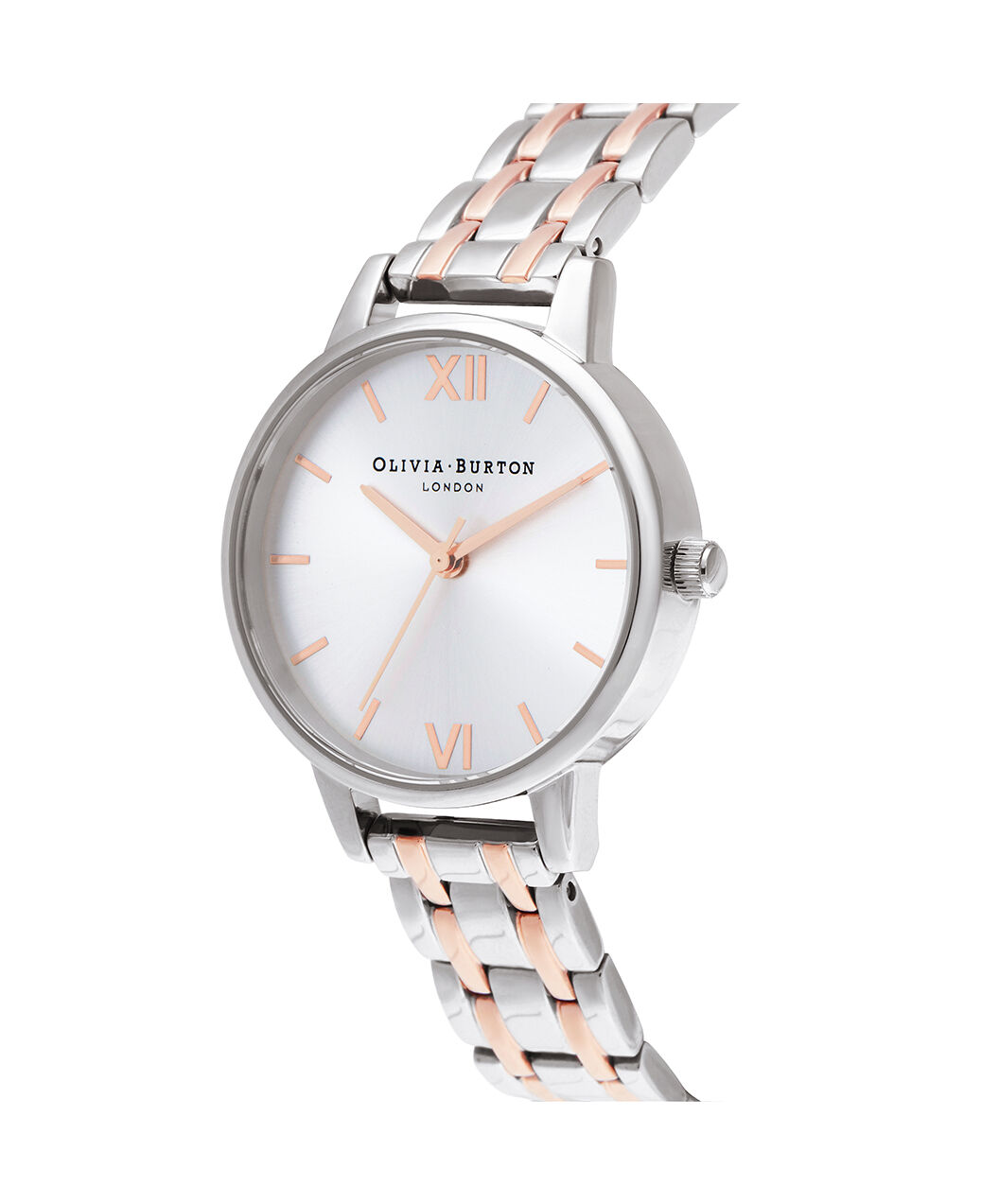 Olivia Burton 30mm Silver & Carnation Gold Bracelet Watch