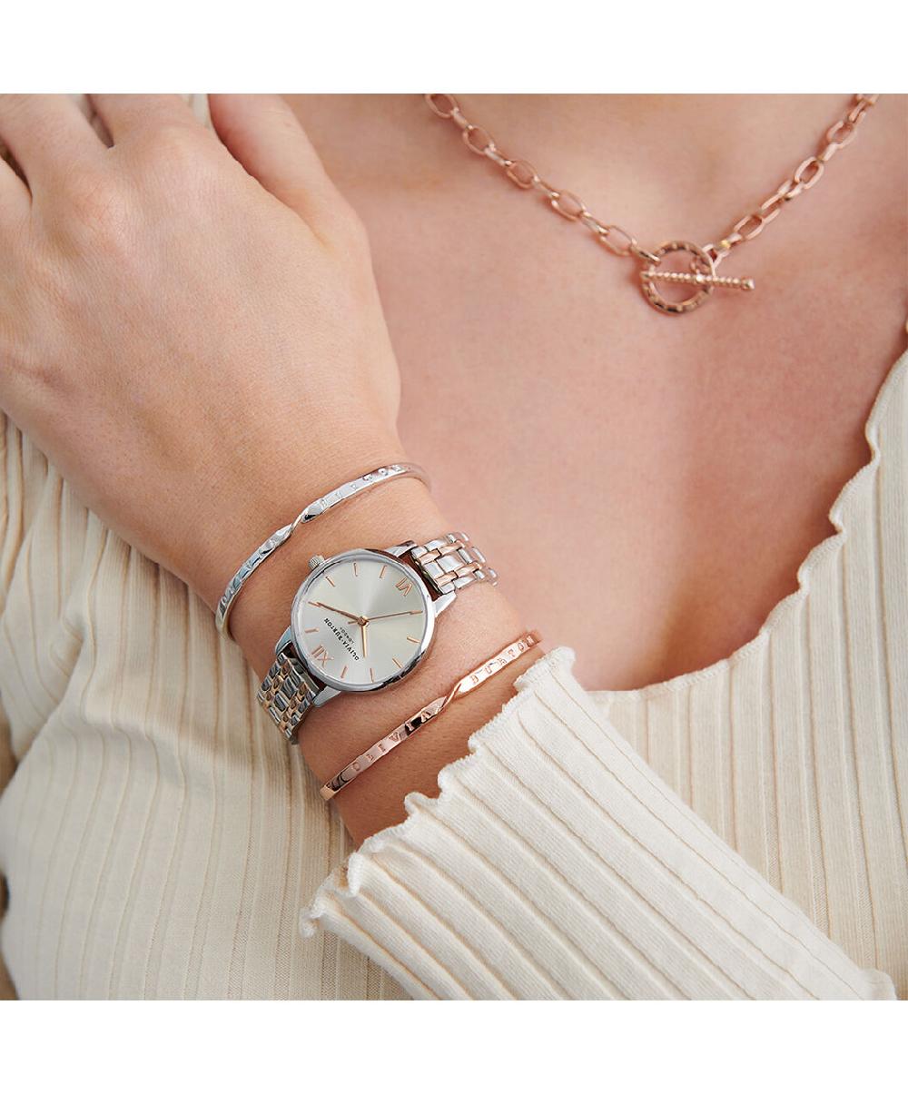 Olivia Burton 30mm Silver & Carnation Gold Bracelet Watch