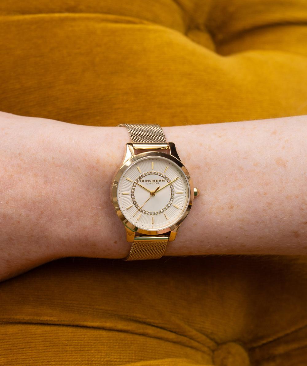 Olivia Burton 30mm Wonderlust Ivory & Gold Mesh Watch