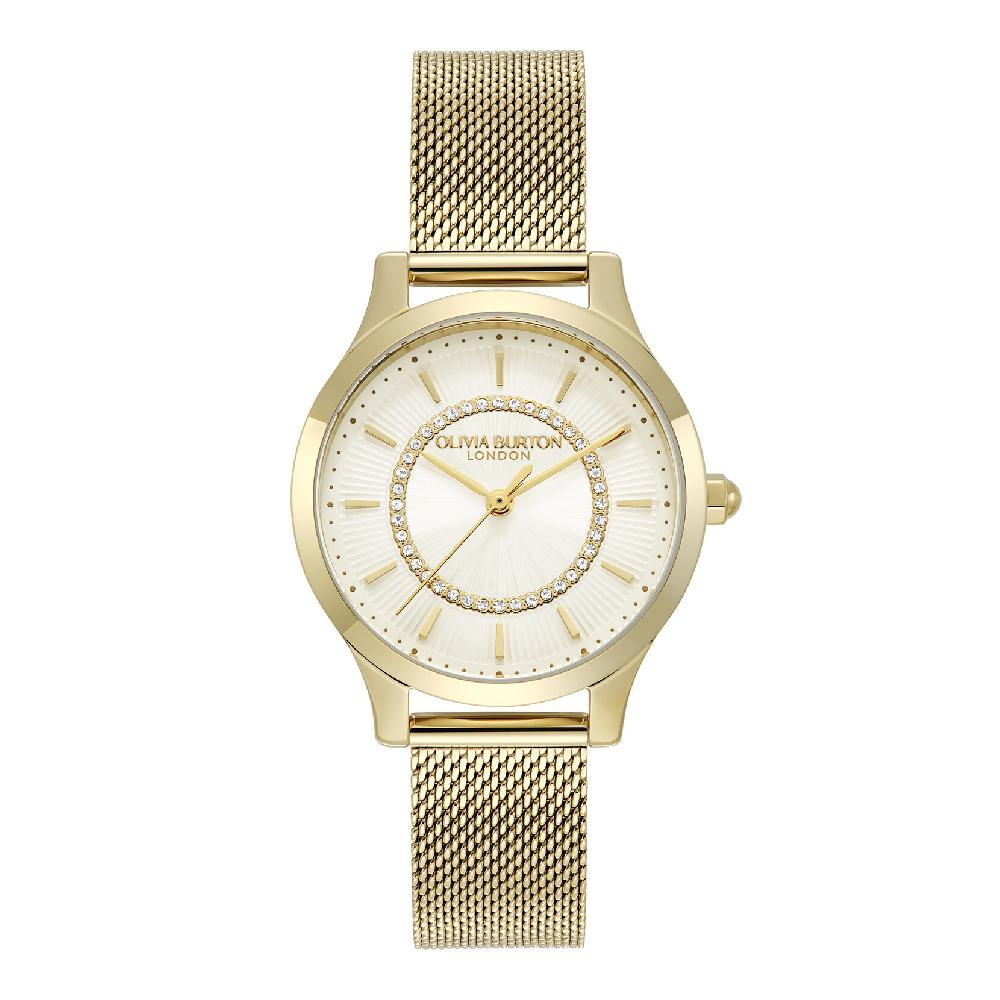 olivia burton 30mm Wonderlust Ivory & Gold Mesh Watch