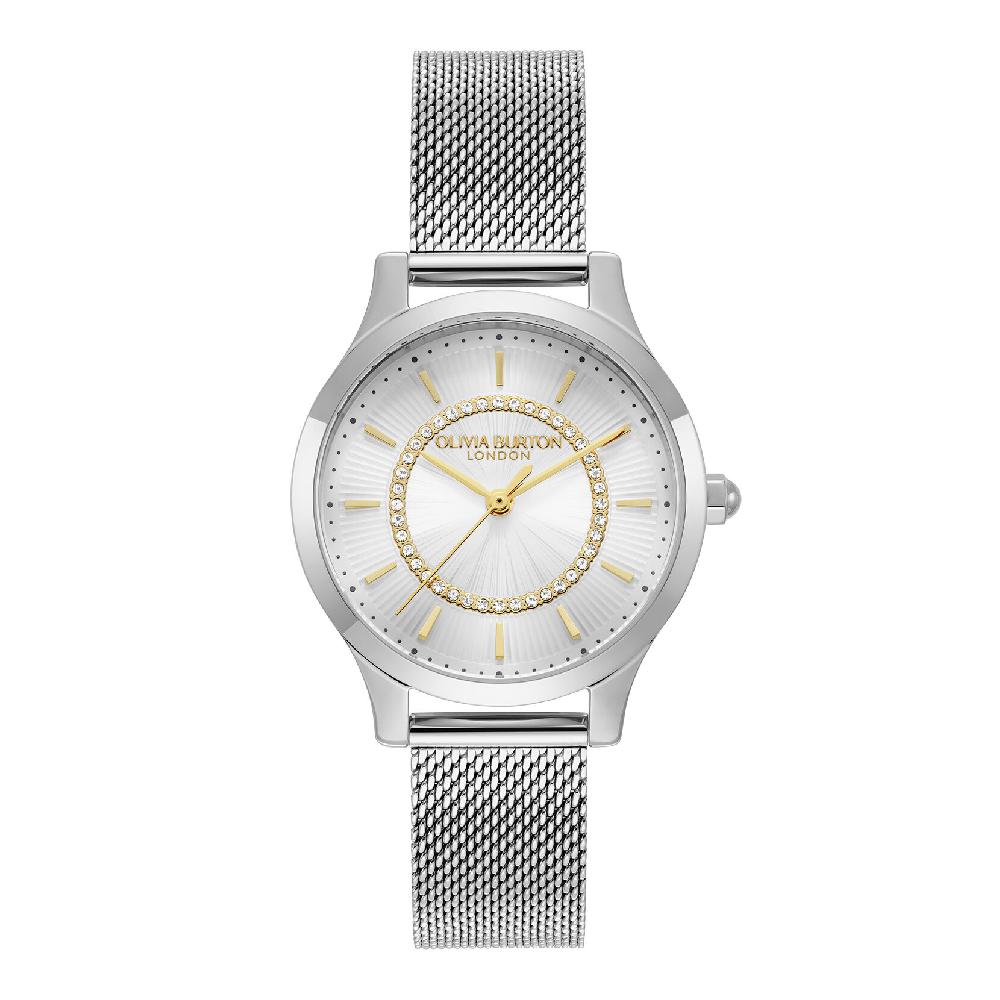olivia burton 30mm Wonderlust White & Silver Mesh Watch