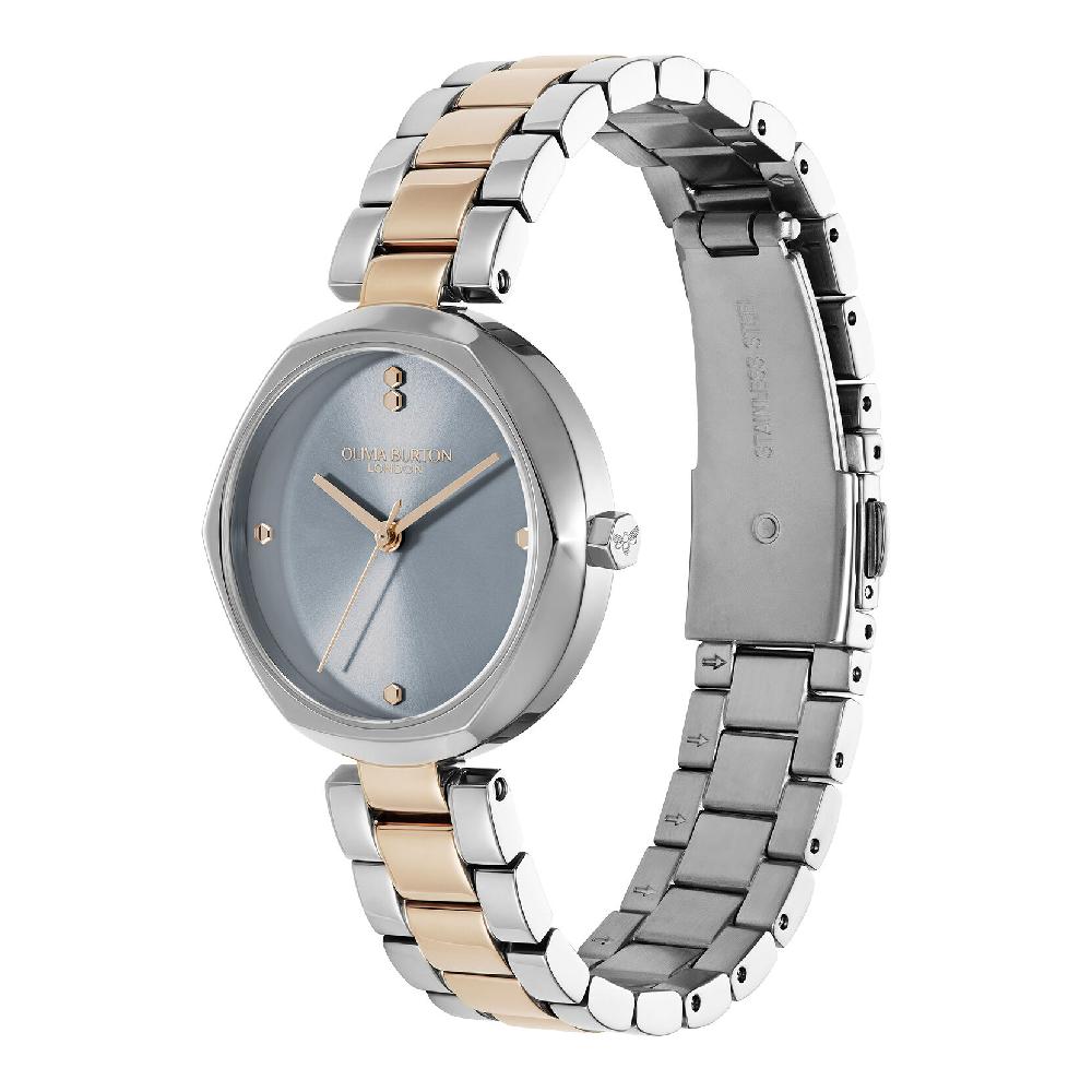 Olivia Burton 32mm Dimension T-Bar Chalk Blue & Two Tone Bracelet Watch