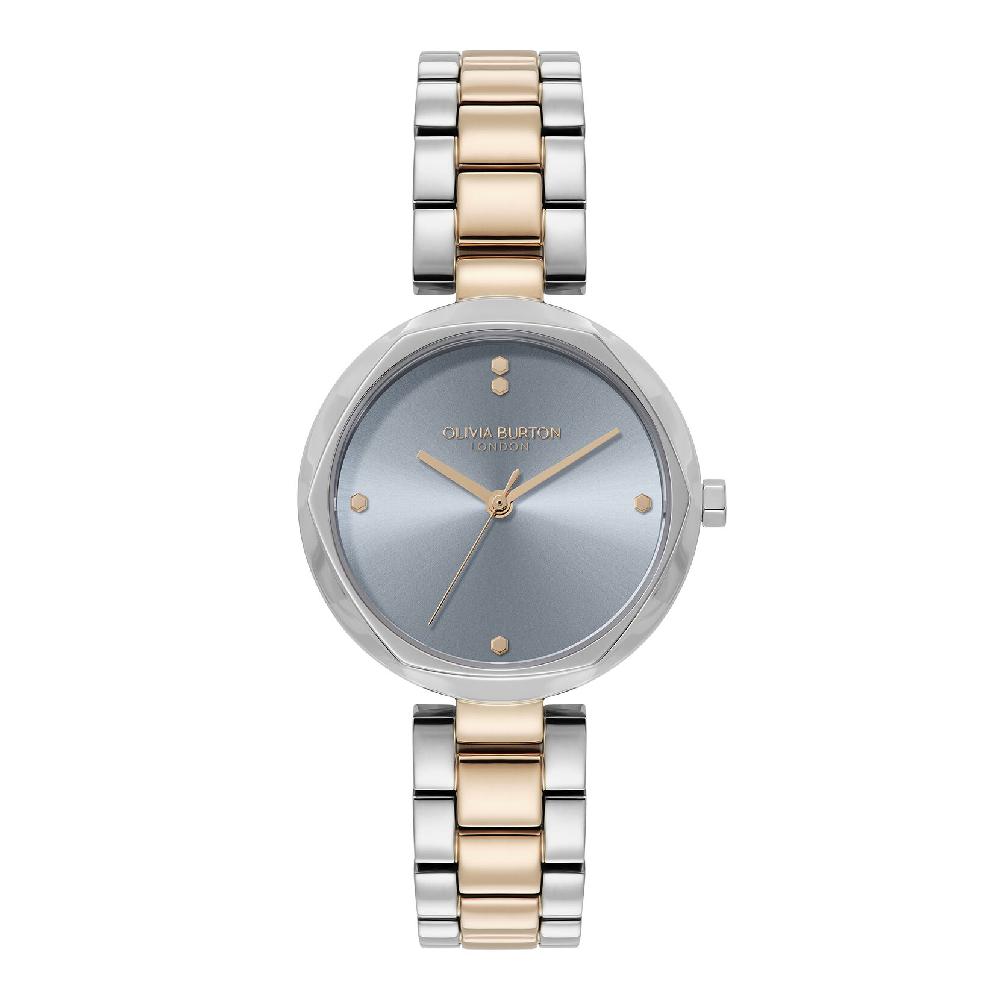 olivia burton 32mm Dimension T-Bar Chalk Blue & Two Tone Bracelet Watch olivia burton 32mm Dimension T-Bar Chalk Blue & Two Tone Bracelet Watch