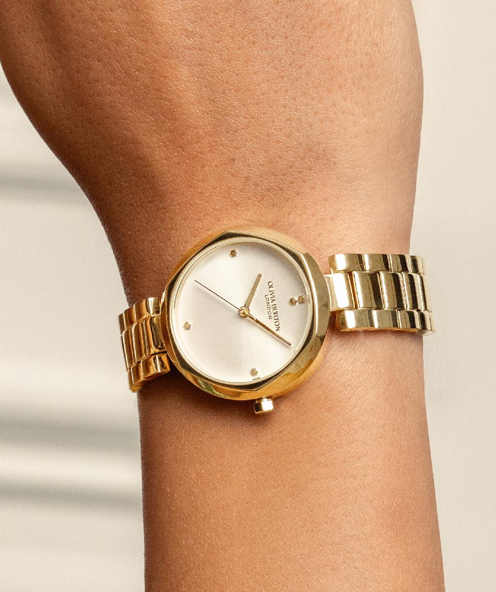 Olivia Burton 32mm Dimension T-Bar Ivory & Gold Bracelet Watch