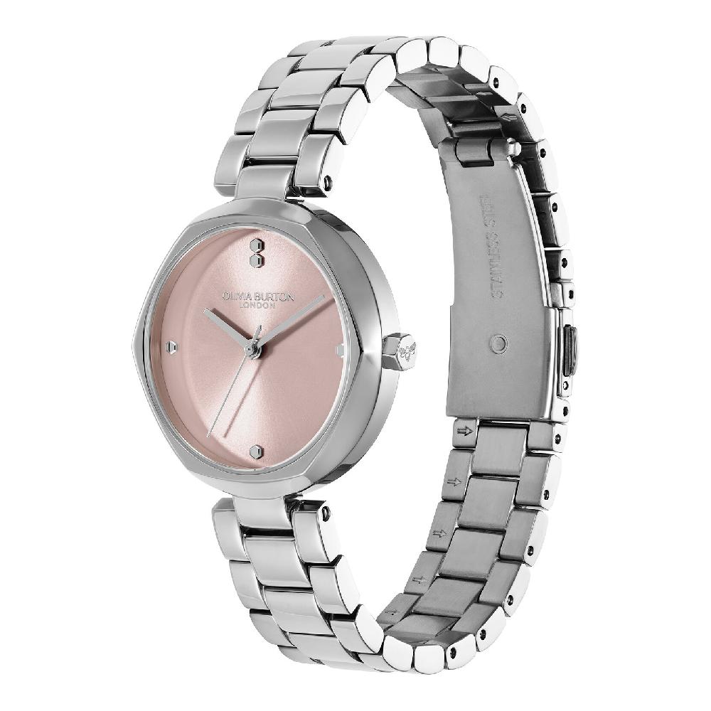 Olivia Burton 32mm Dimension T-Bar Mellow Rose & Silver Bracelet Watch