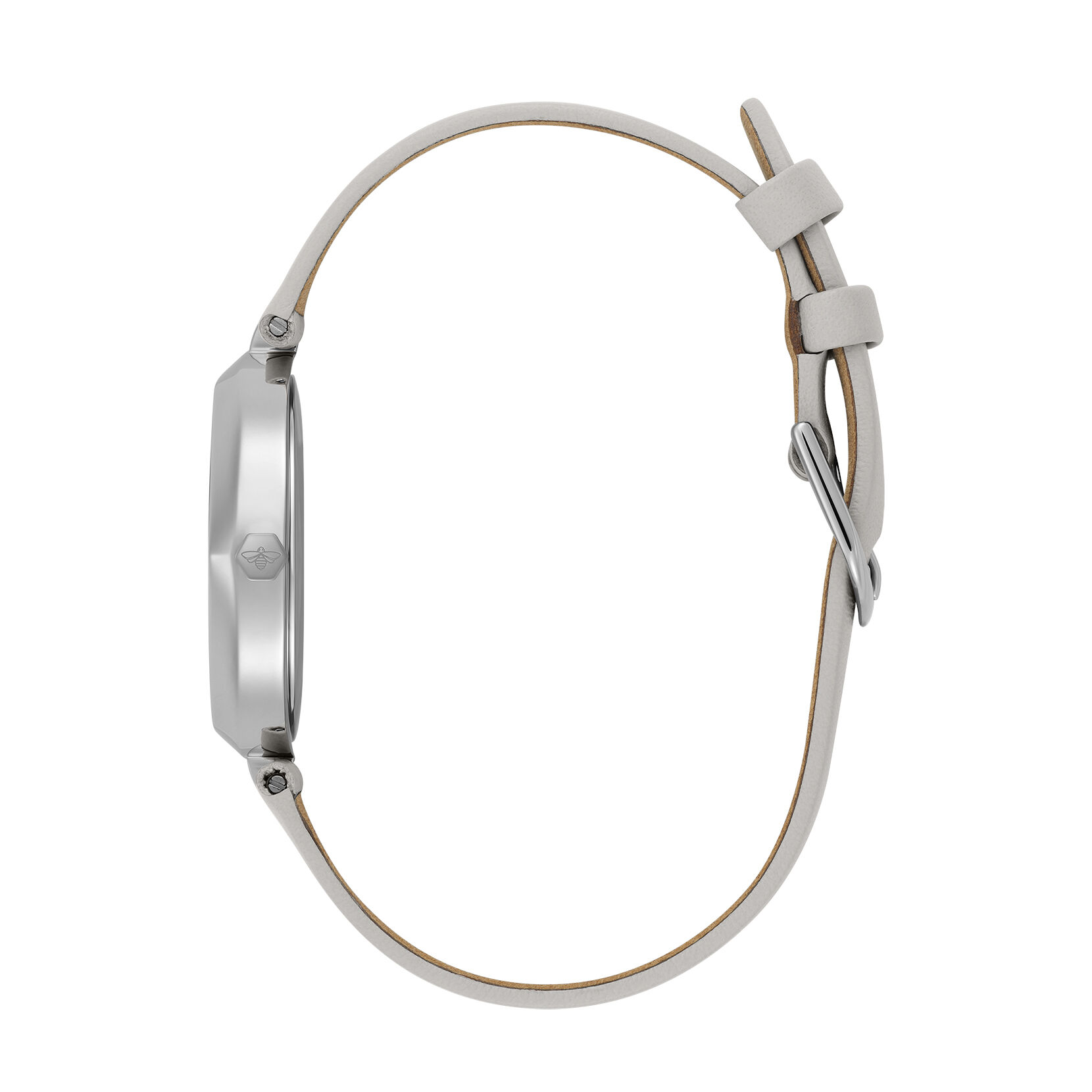 Olivia Burton 32mm Dimension T-Bar Silver & Earl Grey Leather Strap Watch