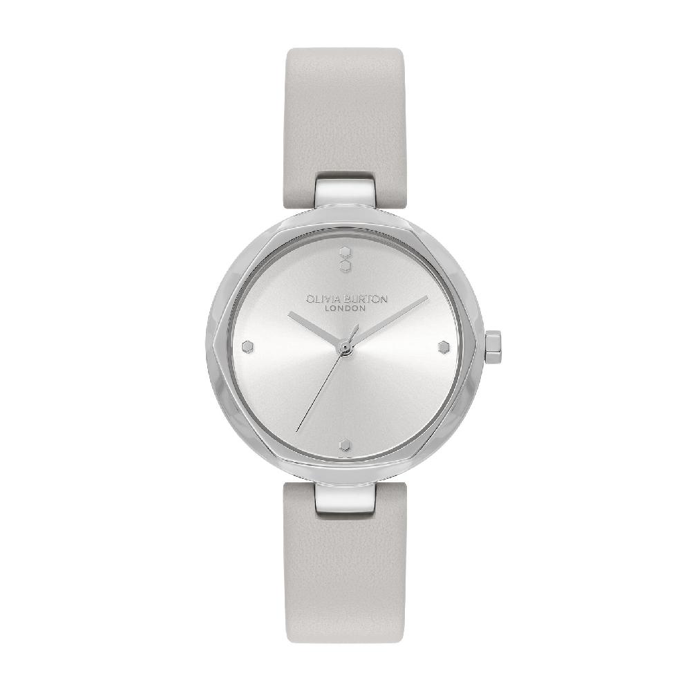 olivia burton 32mm Dimension T-Bar Silver & Earl Grey Leather Strap Watch olivia burton 32mm Dimension T-Bar Silver & Earl Grey Leather Strap Watch