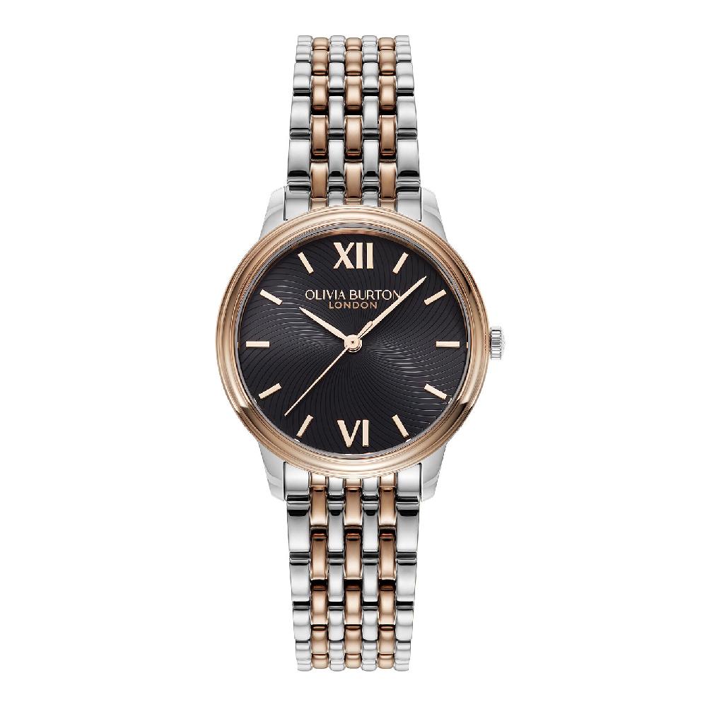 olivia burton 32mm Swirl Black & Two Tone Bracelet Watch