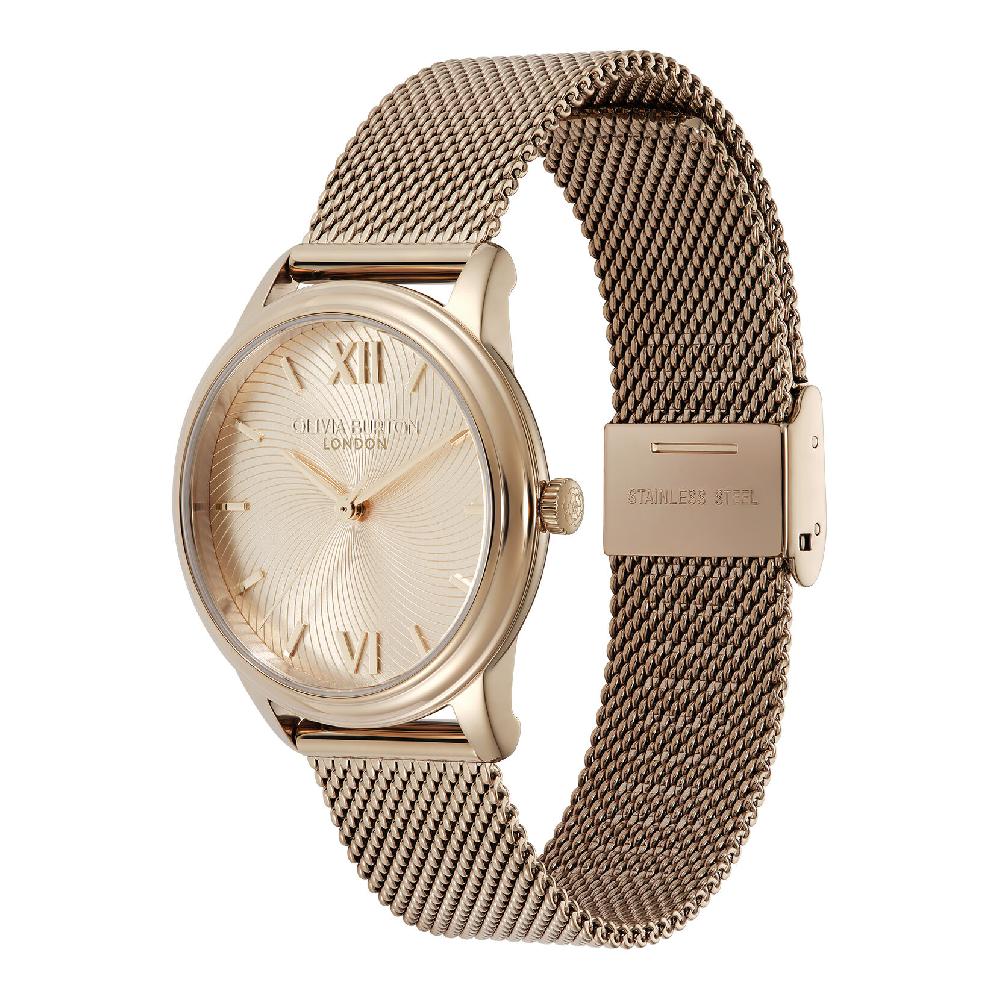 Olivia Burton 32mm Swirl Carnation Gold & Rose Gold Mesh Watch