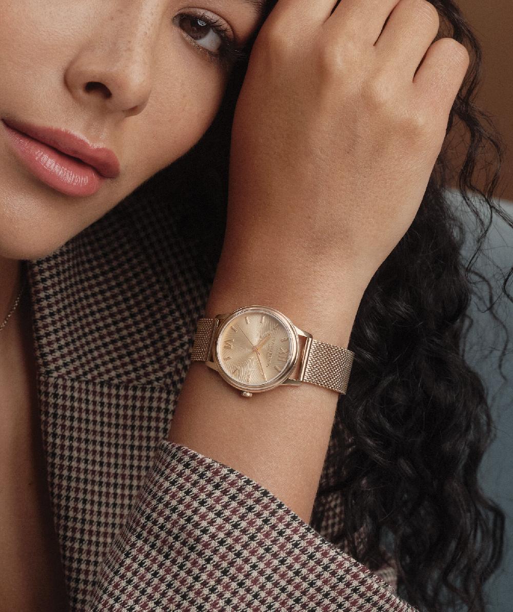 Olivia Burton 32mm Swirl Carnation Gold & Rose Gold Mesh Watch