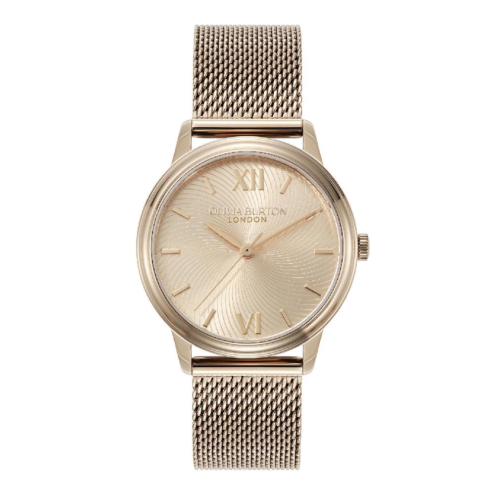 olivia burton 32mm Swirl Carnation Gold & Rose Gold Mesh Watch