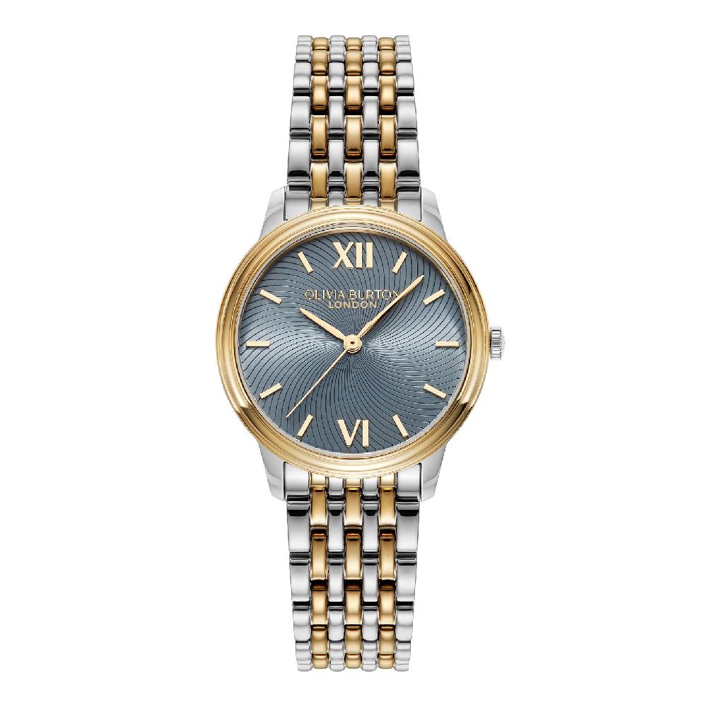 olivia burton 32mm Swirl Chalk Blue & Two Tone Bracelet Watch