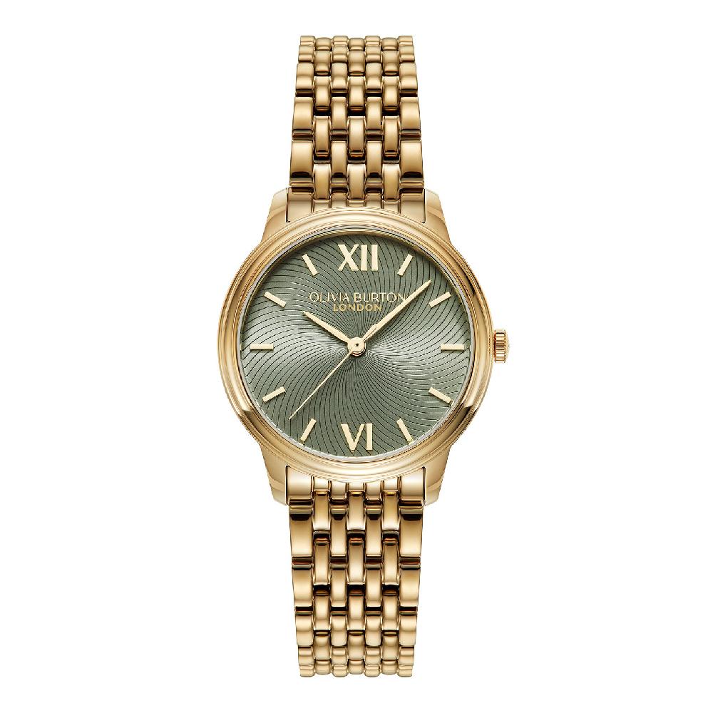 olivia burton 32mm Swirl Sage Green & Gold Bracelet Watch