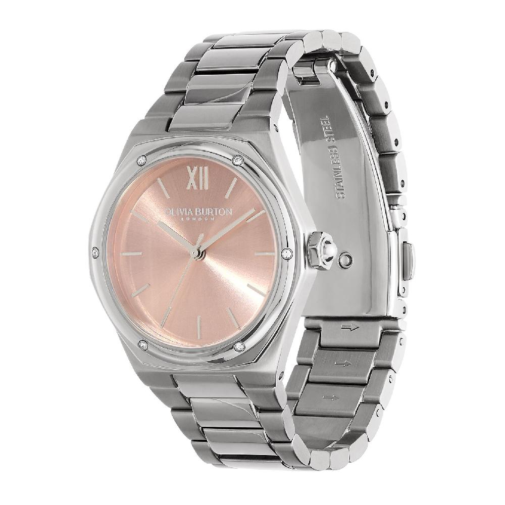 Olivia Burton 33mm Hexa Blush & Silver Bracelet Watch