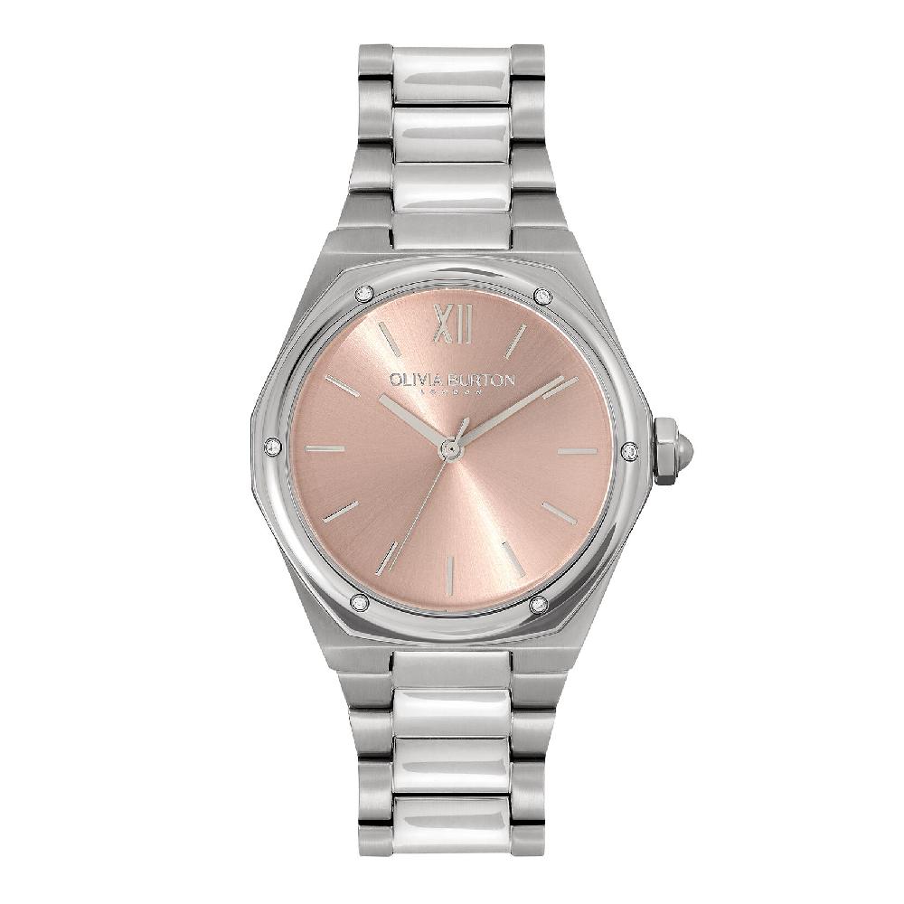 olivia burton 33mm Hexa Blush & Silver Bracelet Watch