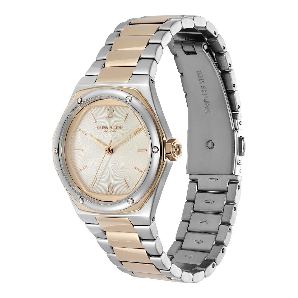 Olivia Burton 33mm Hexa White & Two Tone Bracelet Watch