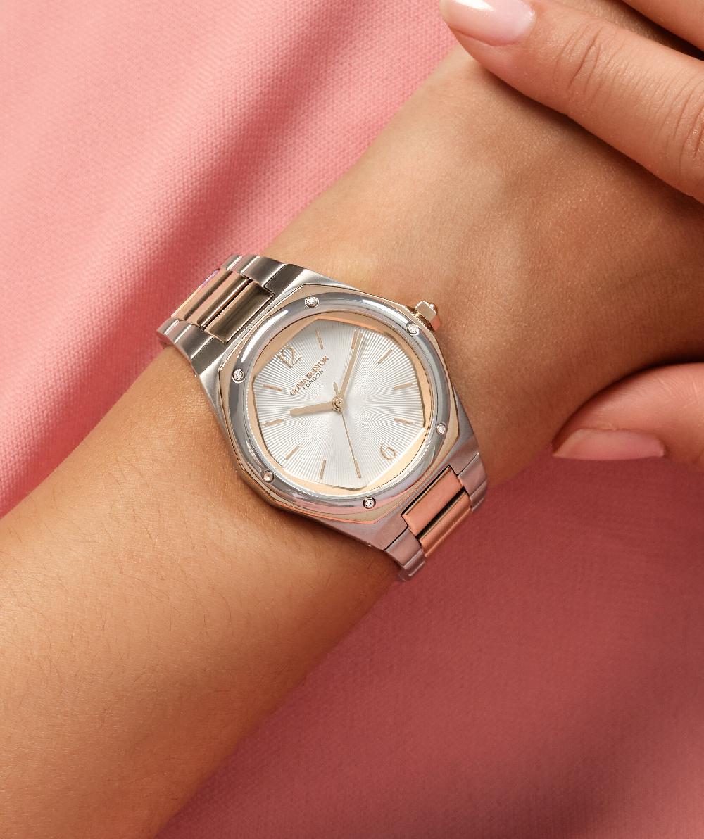 Olivia Burton 33mm Hexa White & Two Tone Bracelet Watch