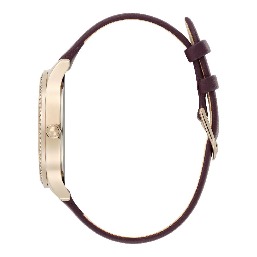 Olivia Burton 34mm Beaulieu Rose Gold & Cherry Lacquer Leather Strap Watch