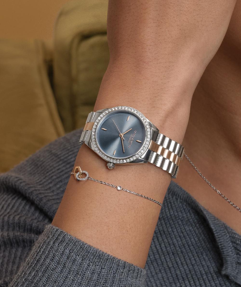 Olivia Burton 34mm Bejewelled Chalk Blue & Two Tone Bracelet Watch