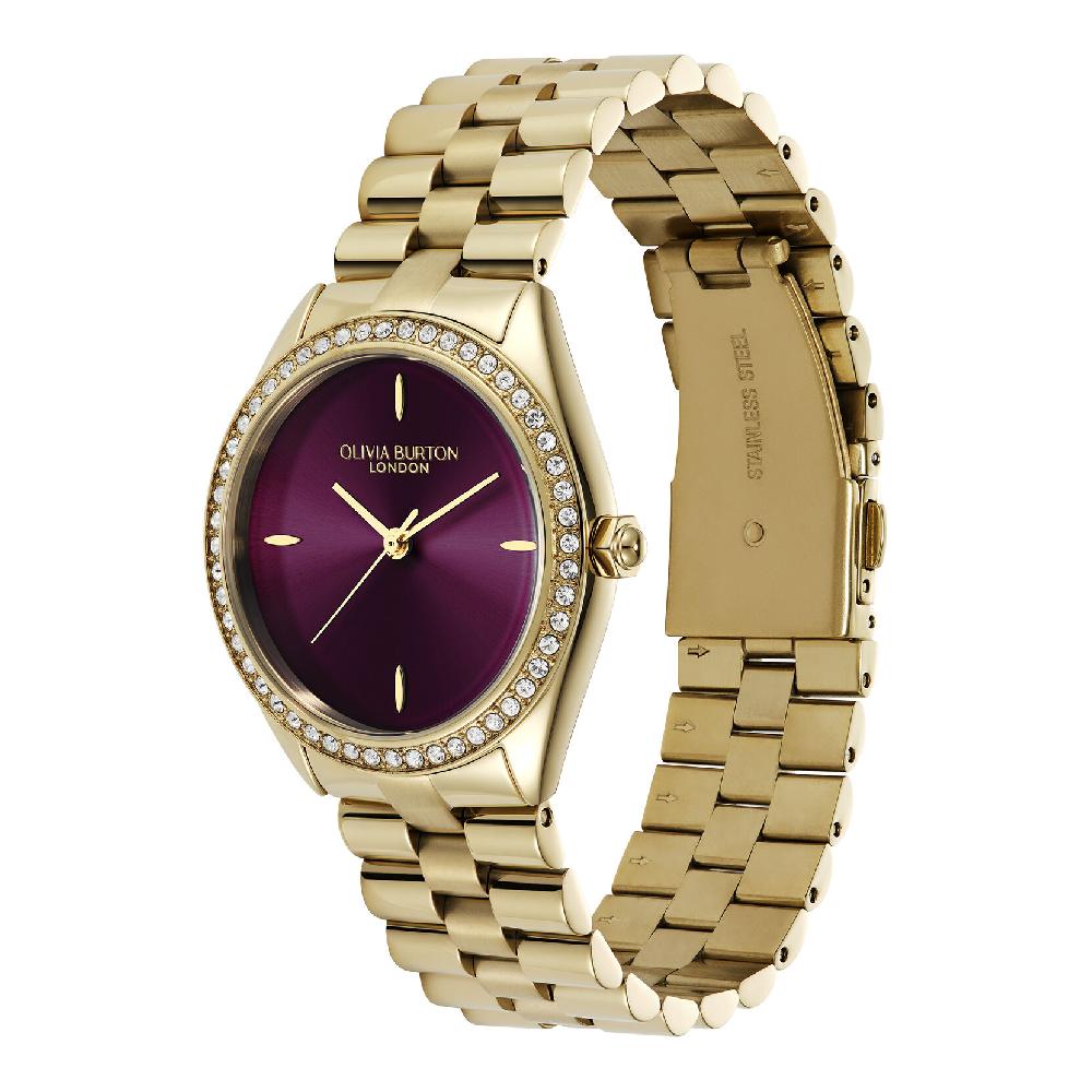 Olivia Burton 34mm Bejewelled Cherry Lacquer & Gold Bracelet Watch