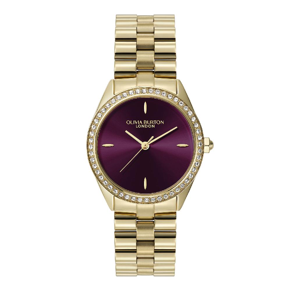 olivia burton 34mm Bejewelled Cherry Lacquer & Gold Bracelet Watch