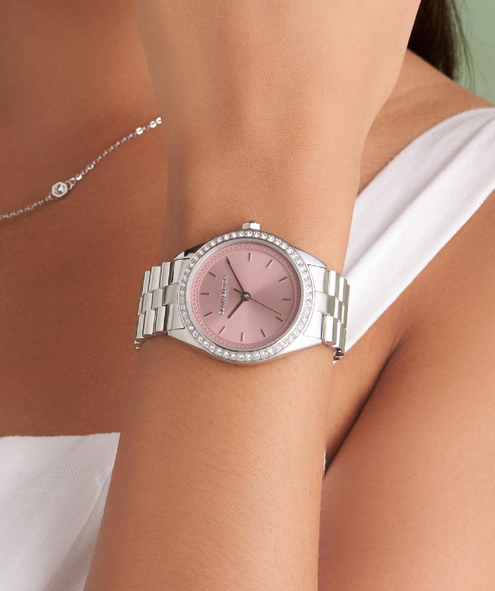 Olivia Burton 34mm Bejewelled Mellow Rose & Silver Bracelet Watch