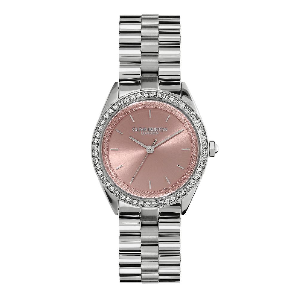 olivia burton 34mm Bejewelled Mellow Rose & Silver Bracelet Watch