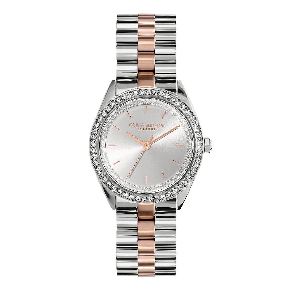 olivia burton 34mm Bejewelled Silver & Two Tone Bracelet Watch