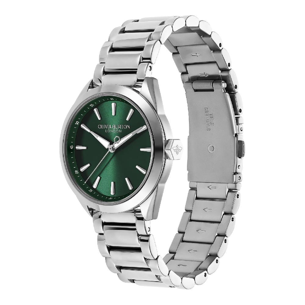 Olivia Burton 34mm Geo Forest Green & Silver Bracelet Watch